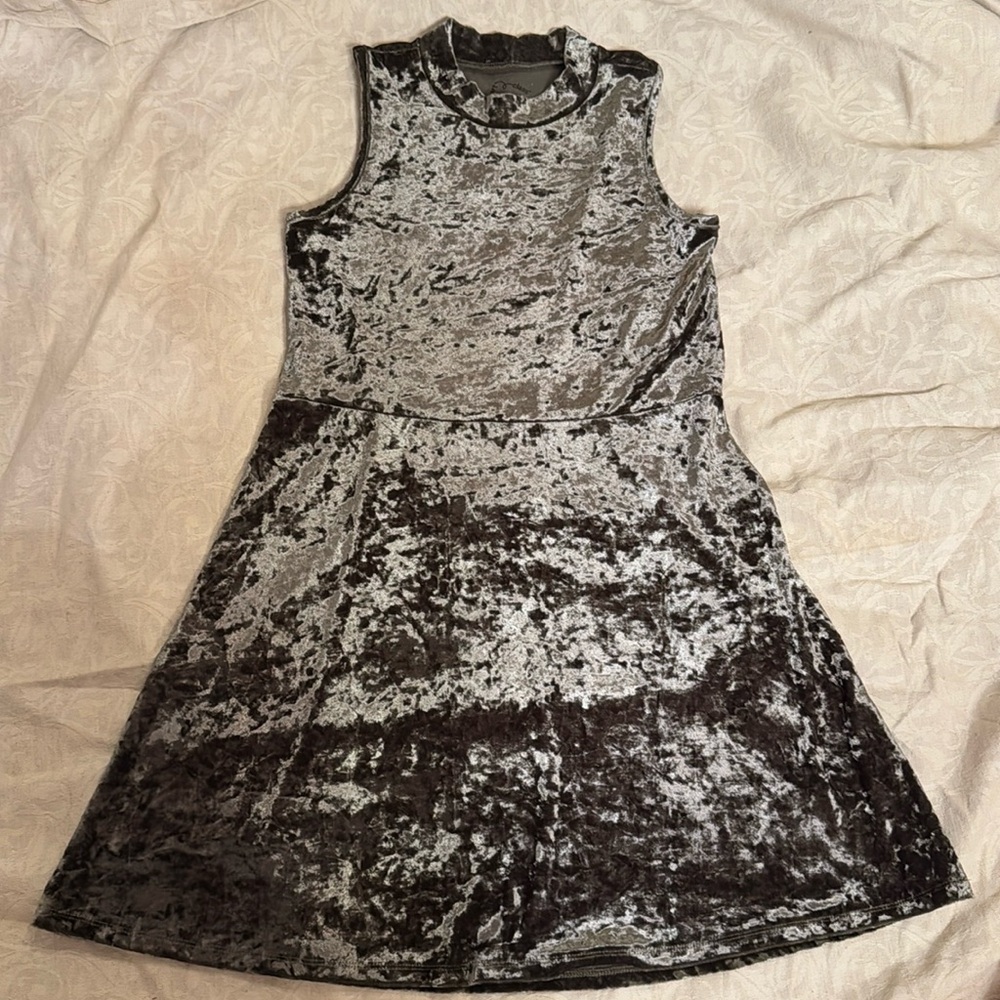 Art Class Girls Size 10/12 Moss Green Velour Dress Sleeveless Mock Neck